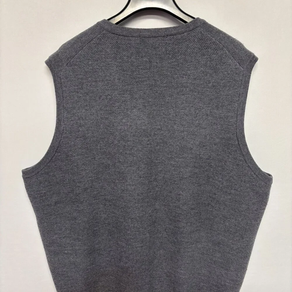 Brooks Brothers Men 100% Merino Wool Sweater Vest XXL 2XL Gray D129 -17
